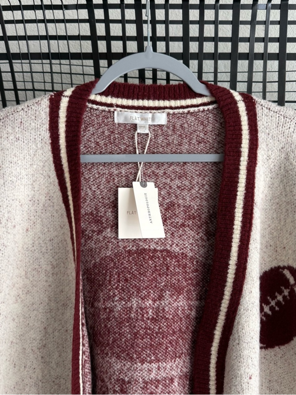 Anthropologie Flat White Game Day Cardigan Sweater - Picture 5 of 8